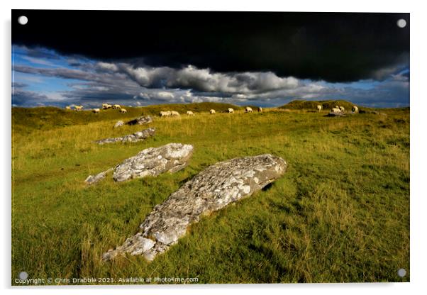Arbor Low with rain clouds moving throught Acrylic by Chris Drabble