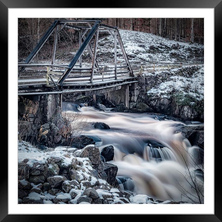 Troubled Bridge over Falling Water Framed Mounted Print by Antony McAulay