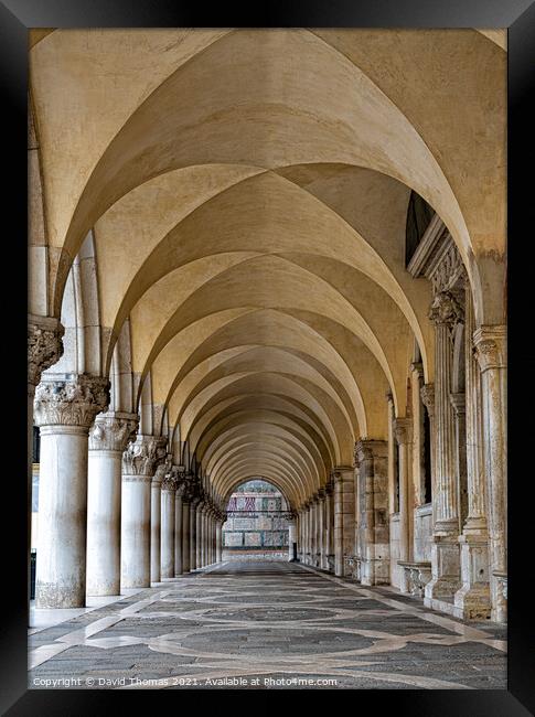 Majestic Arches of Doges Palace in Venice Framed Print by David Thomas