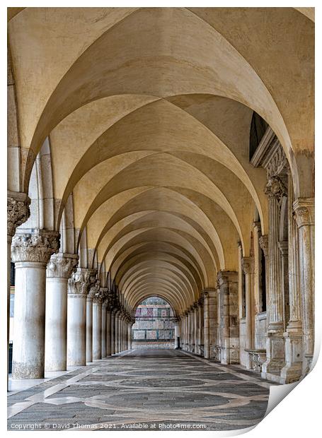 Majestic Arches of Doges Palace in Venice Print by David Thomas
