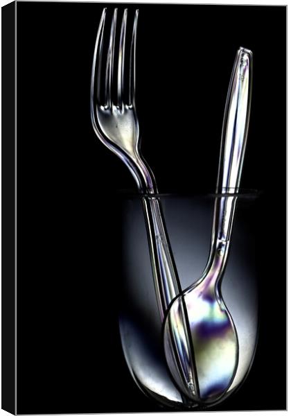 Plastic Fork and Spoon Canvas Print by Reidy's Photos