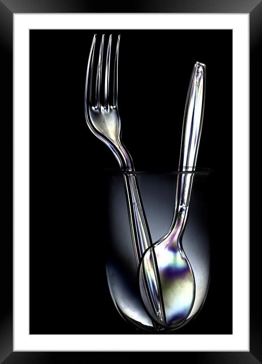 Plastic Fork and Spoon Framed Mounted Print by Reidy's Photos