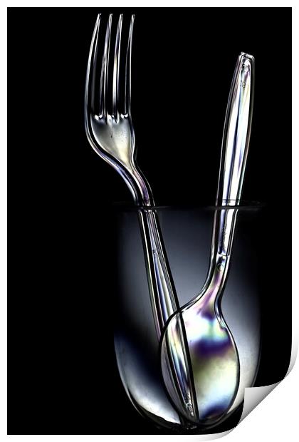 Plastic Fork and Spoon Print by Reidy's Photos