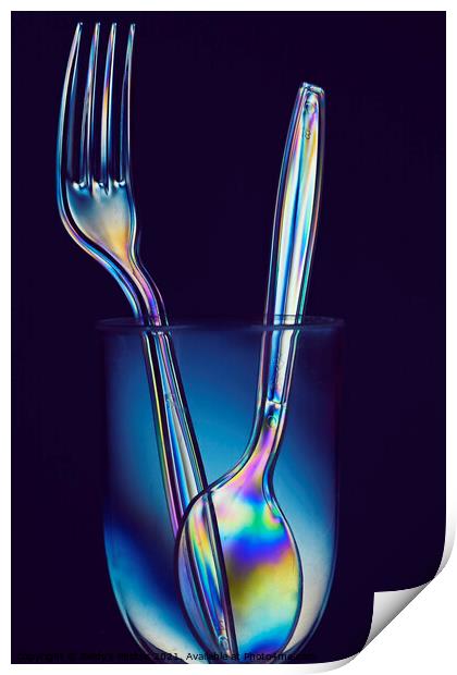 Blue Background Light Refraction Print by Reidy's Photos