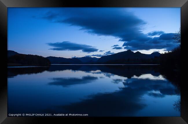 Blue hour over Derwent water in the lake district 108 Framed Print by PHILIP CHALK