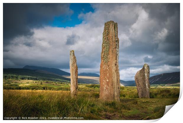 Machrie Moor Standing Stones Print by Rick Bowden