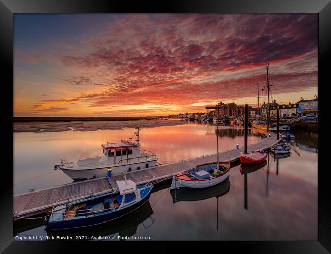 Sunrise over Wells next the Sea Harbour Framed Print by Rick Bowden