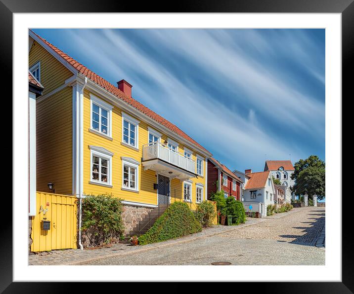 Ronneby Street View with Church Framed Mounted Print by Antony McAulay