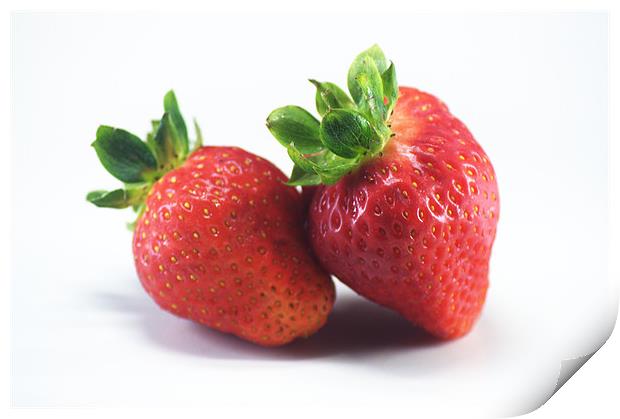 Two Strawberries Print by Chris Day
