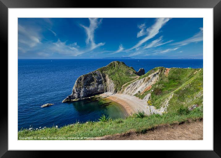Man O'War Beach in Dorset Framed Mounted Print by Tracey Turner