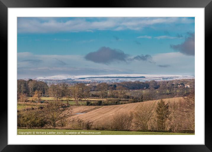 A Snowy Cross Fell from Wycliffe, Teesdale Framed Mounted Print by Richard Laidler