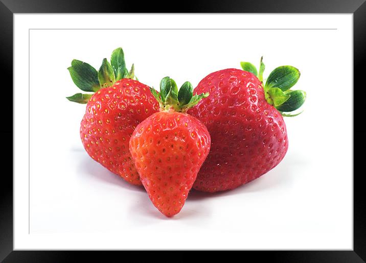 Three Strawberries Framed Mounted Print by Chris Day