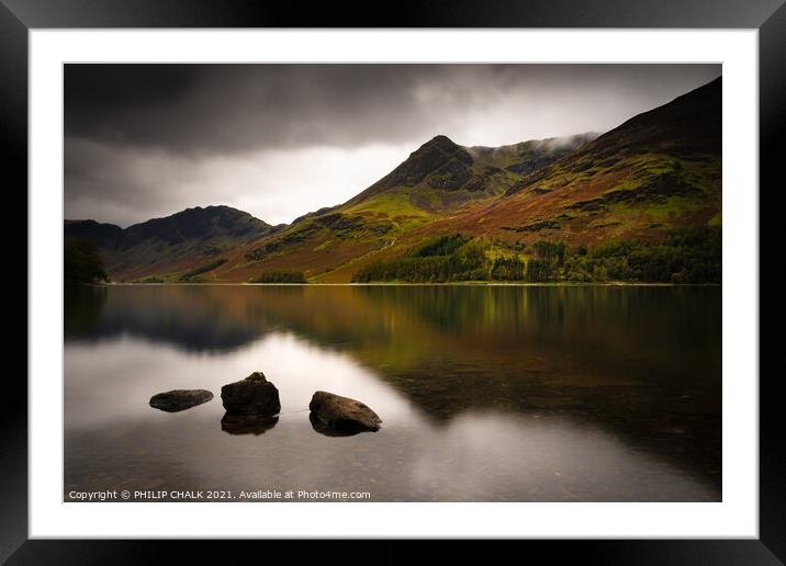 Buttermere on an atmospheric  day 110 Framed Mounted Print by PHILIP CHALK