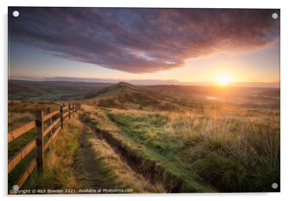Majestic Sunrise over Mam Tor Acrylic by Rick Bowden