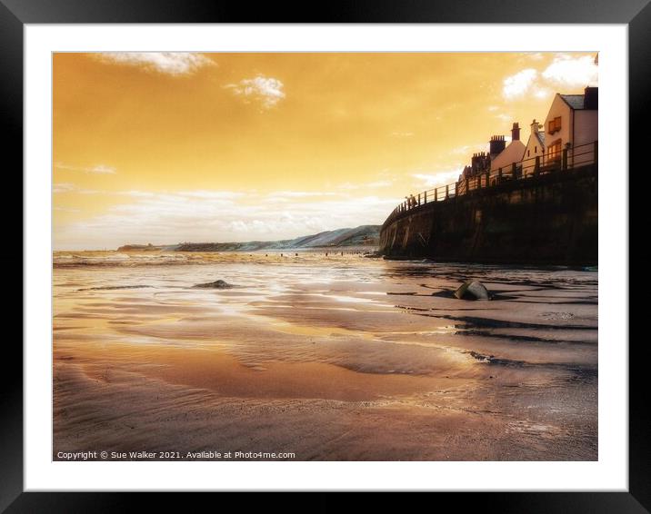 Sandsend sunset Framed Mounted Print by Sue Walker