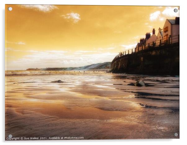 Sandsend sunset Acrylic by Sue Walker