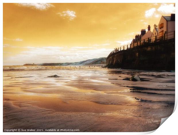 Sandsend sunset Print by Sue Walker