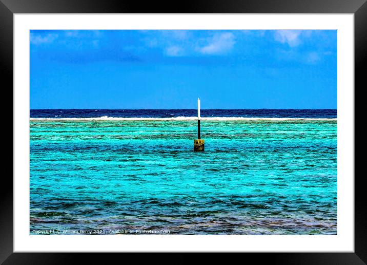 Colorful Blue Water Moorea Tahiti Framed Mounted Print by William Perry