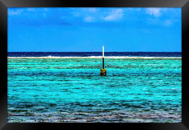 Colorful Blue Water Moorea Tahiti Framed Print by William Perry