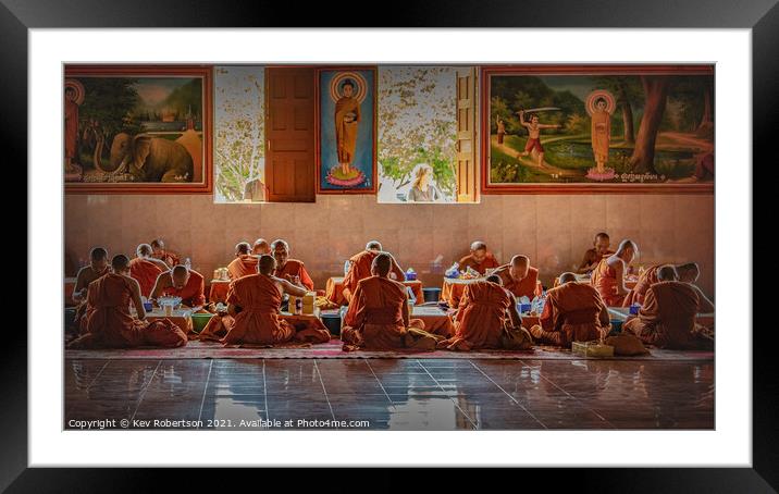 Monks at dinner Framed Mounted Print by Kev Robertson