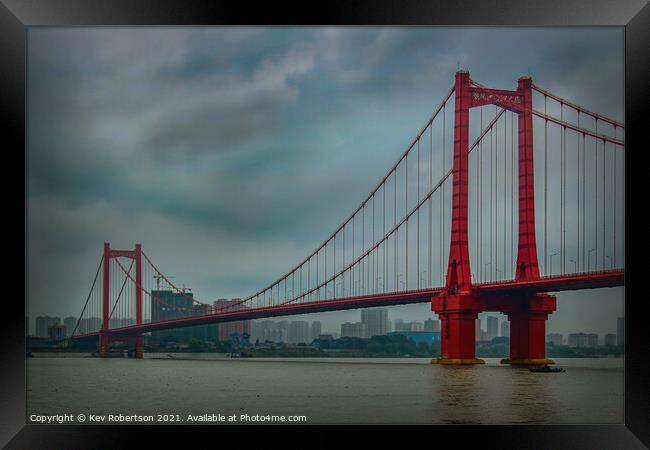 Wuhan Bridge Framed Print by Kev Robertson
