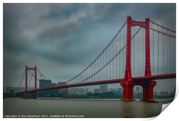 Wuhan Bridge Print by Kev Robertson