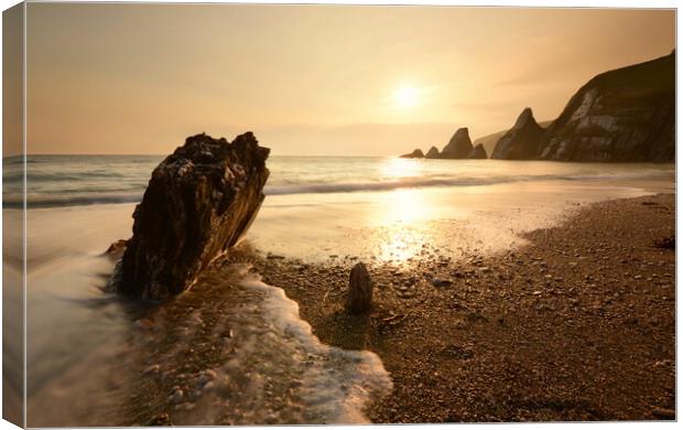 Westcombe Bay Sunset Canvas Print by David Neighbour