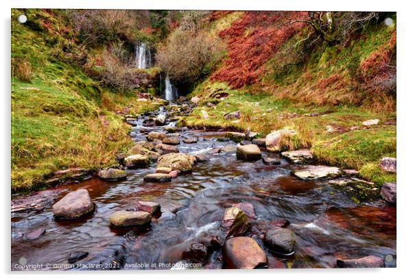 Waterfall on the Taf Fechan , Brecon Beacons Acrylic by Gordon Maclaren