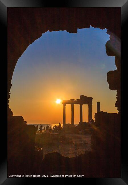 Sunset over the Temple of Apollo Framed Print by Kevin Hellon