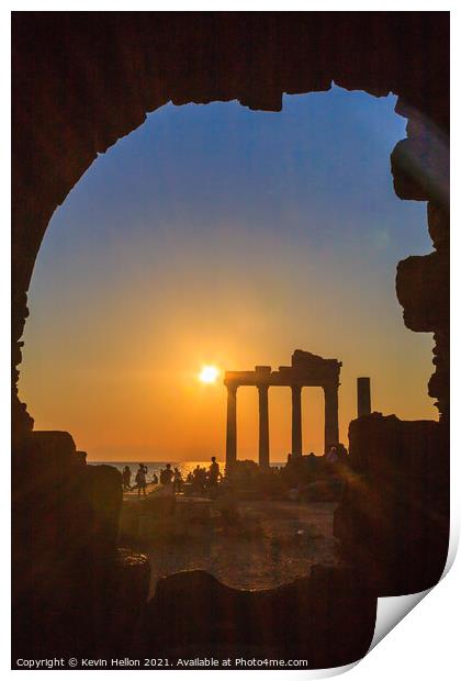 Sunset over the Temple of Apollo Print by Kevin Hellon