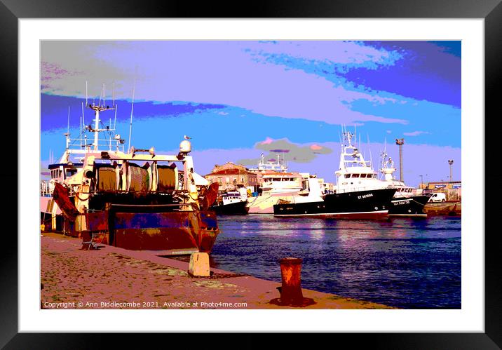  Polarized French fishing boats in Sete Framed Mounted Print by Ann Biddlecombe