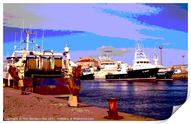  Polarized French fishing boats in Sete Print by Ann Biddlecombe