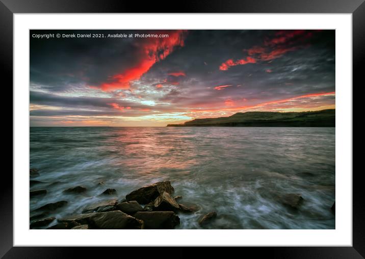 Fire In The Sky, Kimmeridge Bay, Dorset Framed Mounted Print by Derek Daniel