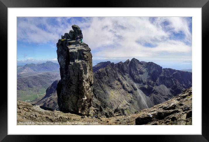 Climbers on Sgurr Dearg,  the  Inaccessible Pinnac Framed Mounted Print by Chris Drabble