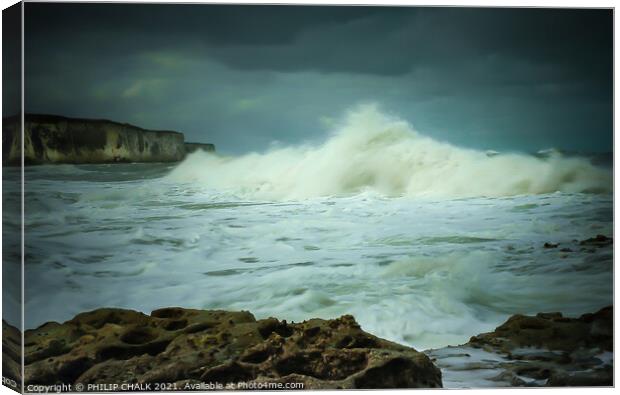 Crashing waves at Thornwick bay 112 Canvas Print by PHILIP CHALK