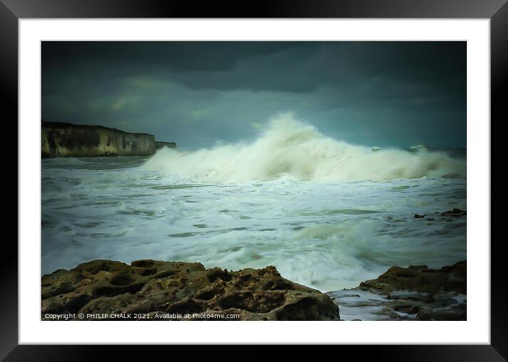 Crashing waves at Thornwick bay 112 Framed Mounted Print by PHILIP CHALK