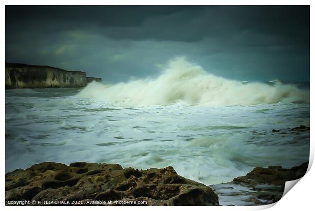 Crashing waves at Thornwick bay 112 Print by PHILIP CHALK