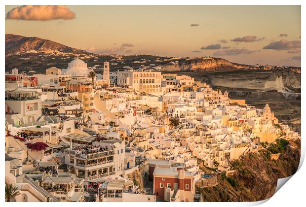 Afternoon in Fira Print by Naylor's Photography