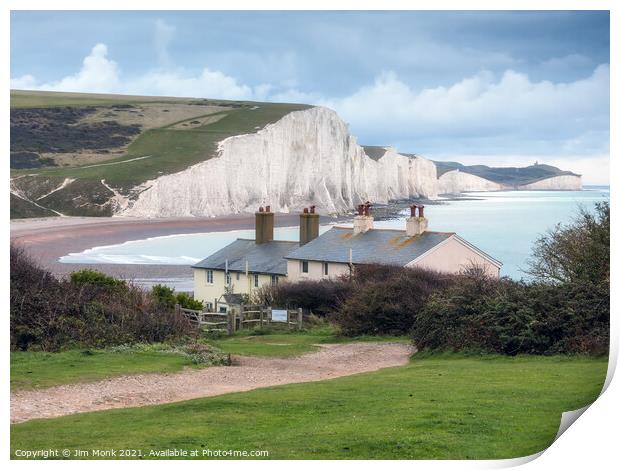 The Seven Sisters and Cuckmere Haven Print by Jim Monk
