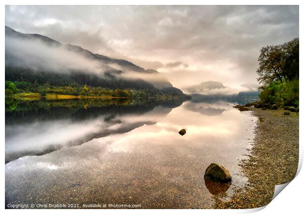 Loch Lubnaig and a dawn mist Print by Chris Drabble