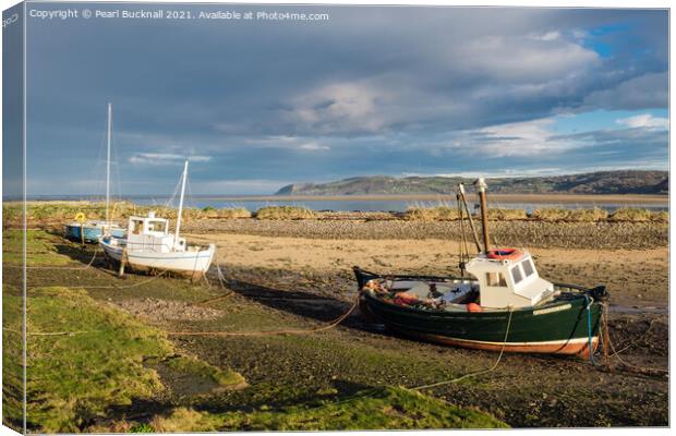 Waiting for High Water in Red Wharf Bay Anglesey Canvas Print by Pearl Bucknall