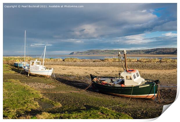 Waiting for High Water in Red Wharf Bay Anglesey Print by Pearl Bucknall