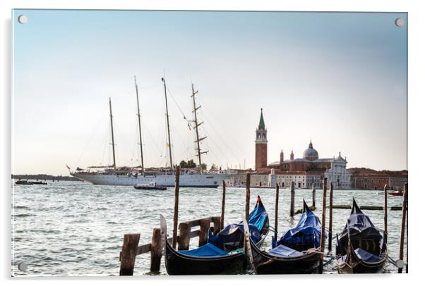 Gondolas and tall ships Acrylic by Jeanette Teare