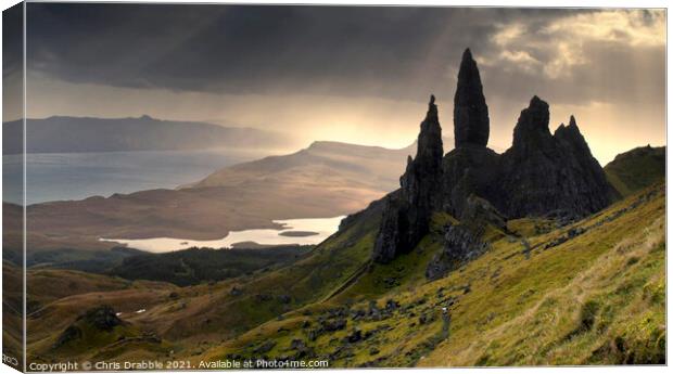 The Old Man of Storr in Autumn Canvas Print by Chris Drabble