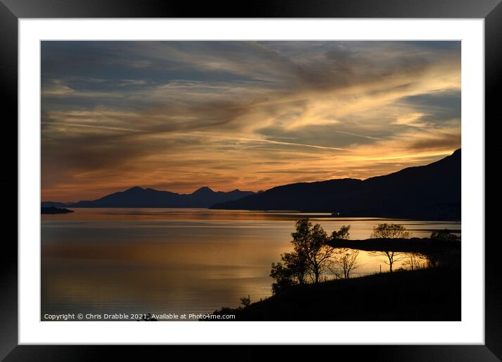 Sunset at Strathcarron Framed Mounted Print by Chris Drabble