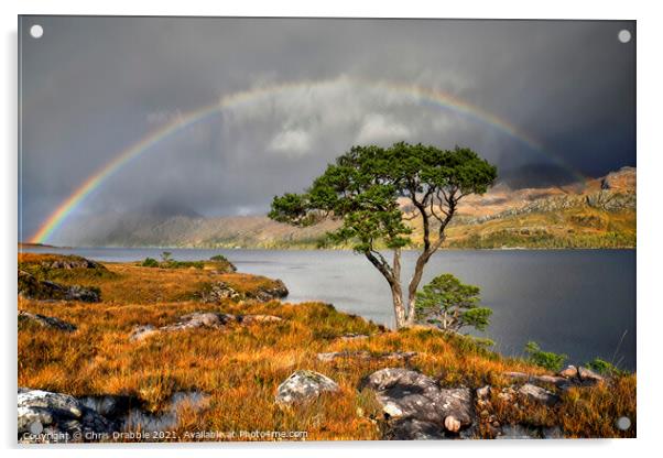 Rainbow at Loch Maree Acrylic by Chris Drabble