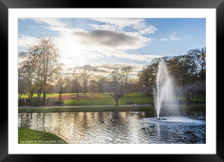 Fountain in a city park  Framed Mounted Print by Phil Longfoot