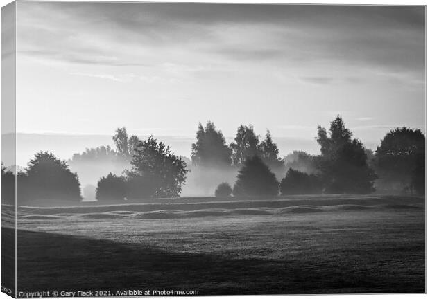 Doncaster Racecourse Autumn early morning on a misty day Canvas Print by That Foto