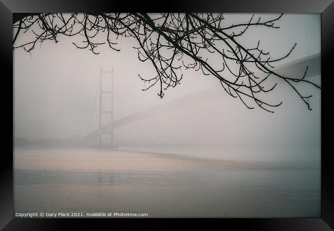 Humber Bridge in the Mist Framed Print by That Foto