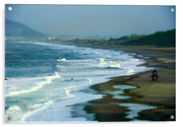 Rough seas on Alcaidesa beach, in Andalusia Acrylic by Piers Thompson